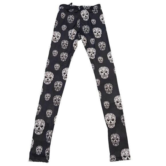 H&M Divided Womens Leggings Skull Print Skinny Stretch Black White Size 6 - Picture 4 of 8